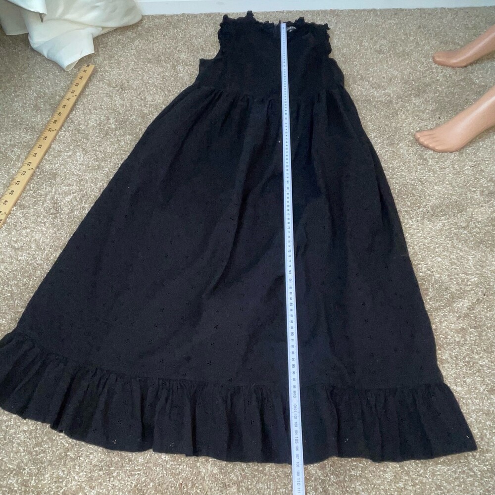 LuLus Be My Sweetie Black Eyelet Lace Babydoll Midi Dress SZ XS ruffle neck - Picture 10 of 11